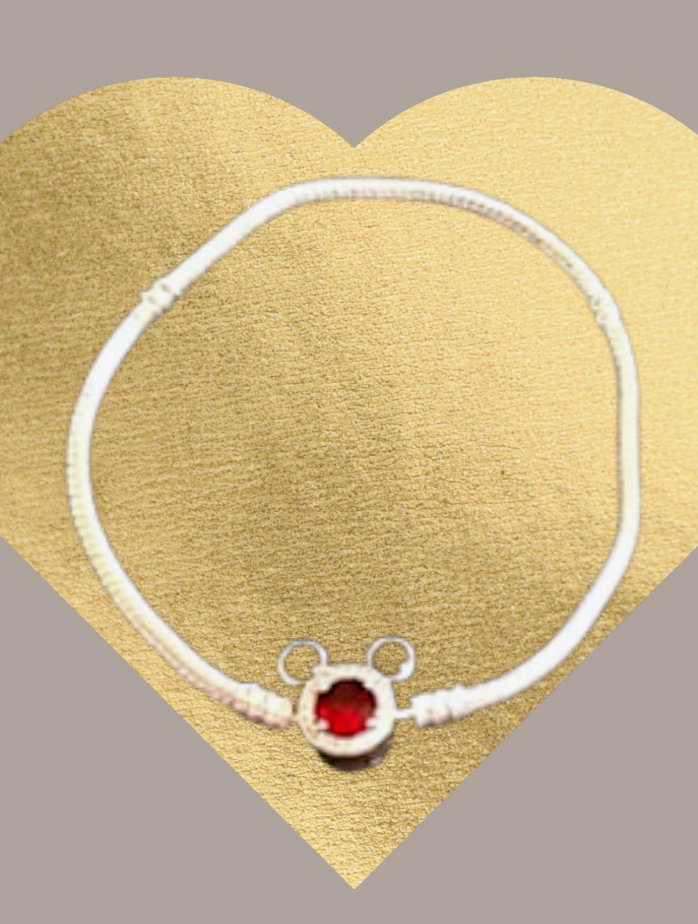 Silver Bracelet with Red Gem